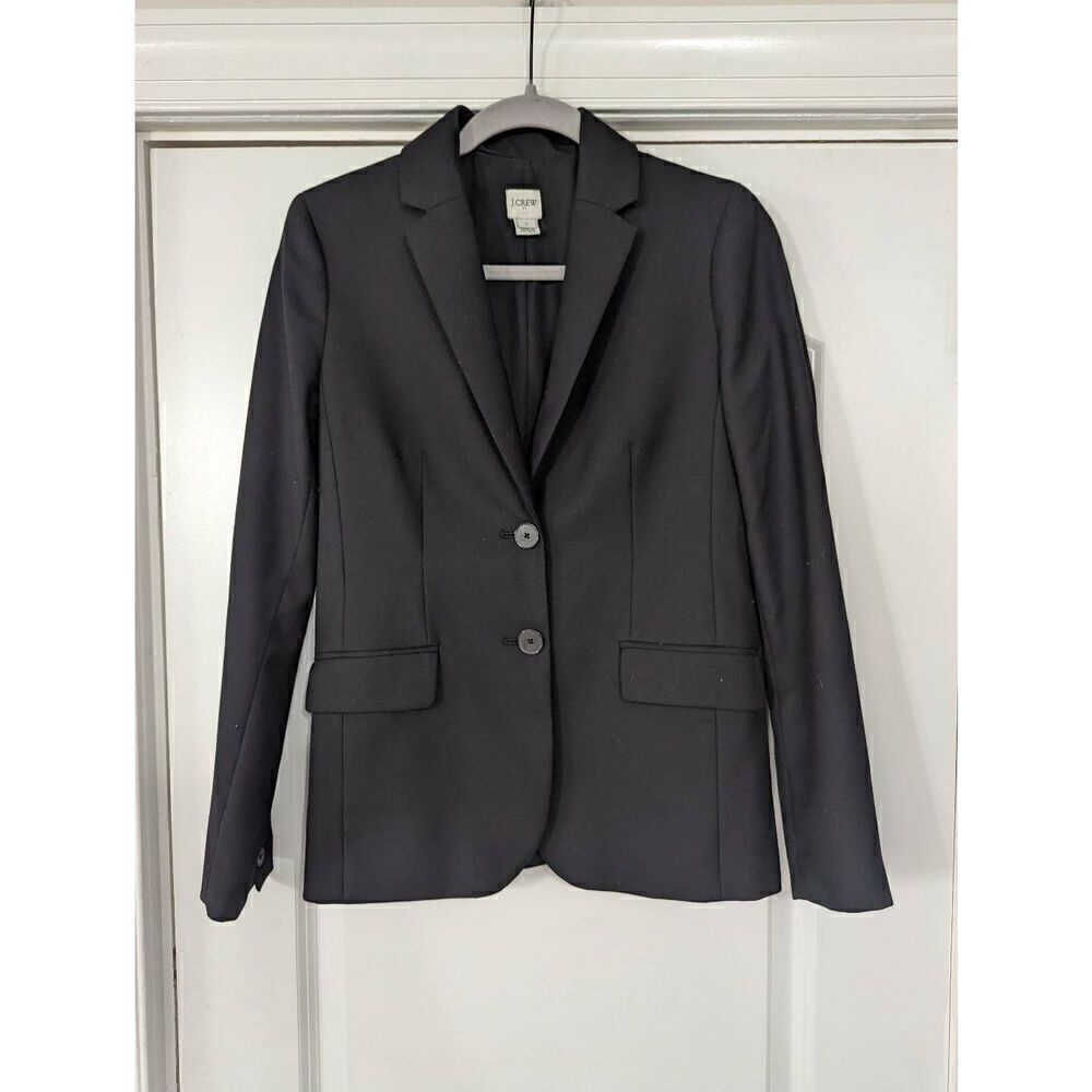 J. Crew (Factory) Blazer women's size‎ 2 black wool blend office workwear